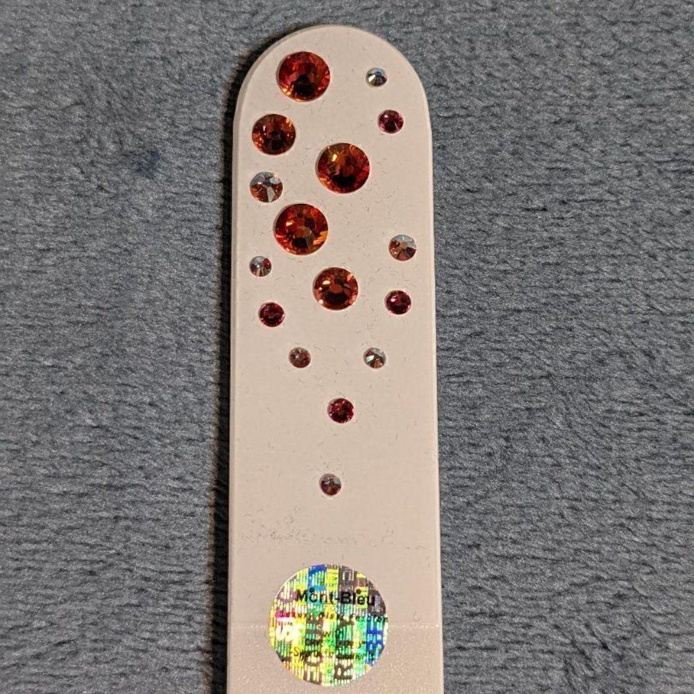 🆕 7.5" White Czech Crystal Nail File W/BEAUTIFUL PINK & ORANGE SWARO…